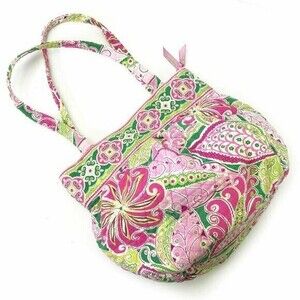 Vera Bradley MORGAN Quilted Cotton Shoulder Tote Retired Pink Pinwheel Pattern
